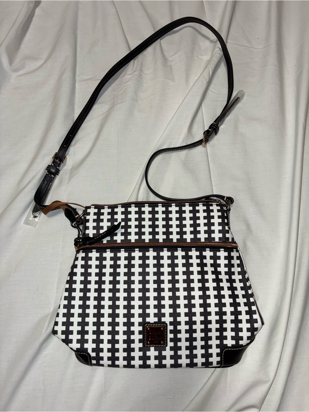 Dooney & Bourke Black and White Crosshatch Crossbody